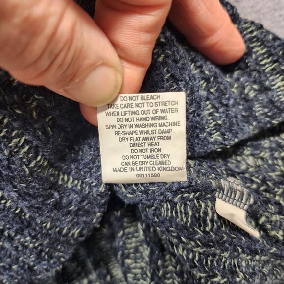 Ted Baker London Womens Sweater Size 3 US Medium Blue V Neck Cotton Blend Ribbed - Picture 7 of 16